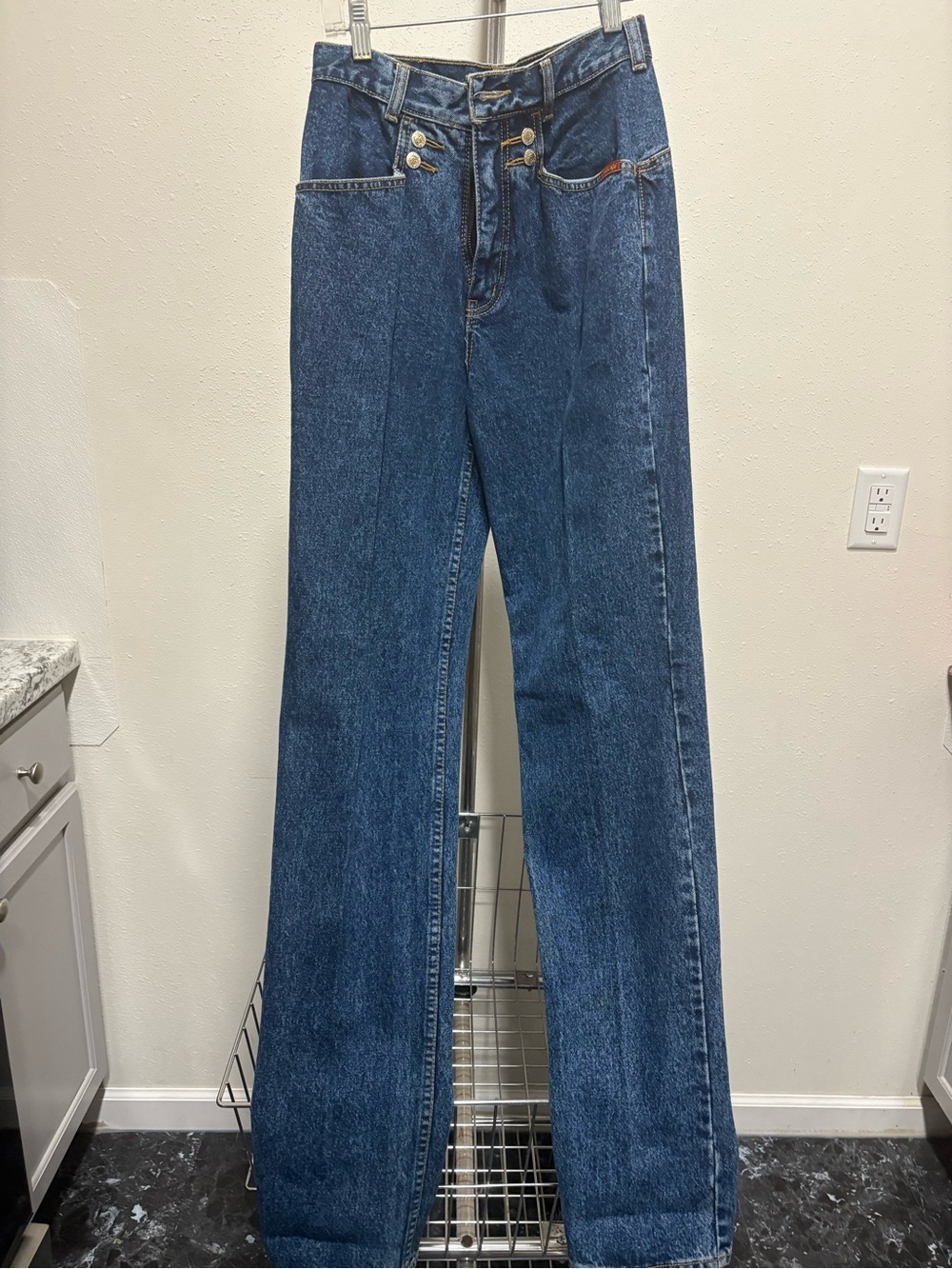 High-Rise Straight-Leg Women’s Jeans — Dark Blue Denim